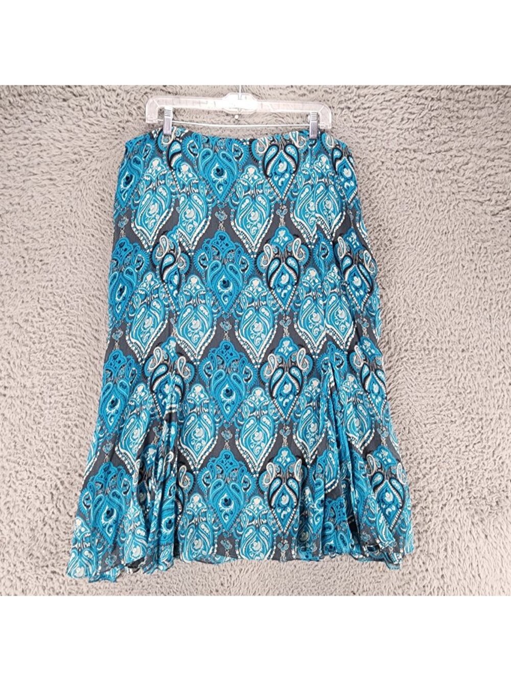 Oscar De La Renta Skirt Womens 14 Blue Paisley Silk